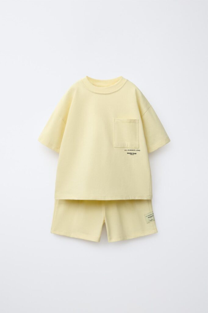 Фото - Комплект футболка + шортики жовтий однотонний від Zara